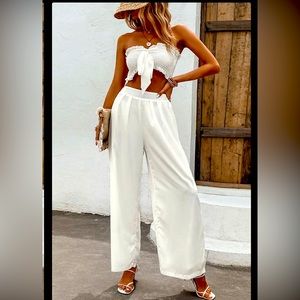 White two piece pant set